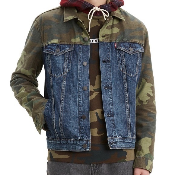 Levi's Men's Camo Color-block Denim Jacket medium - Picture 2 of 5